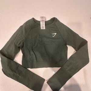 Gymshark Women’s Vital Seamless Green Long Sleeve Cropped Shirt | Size Small